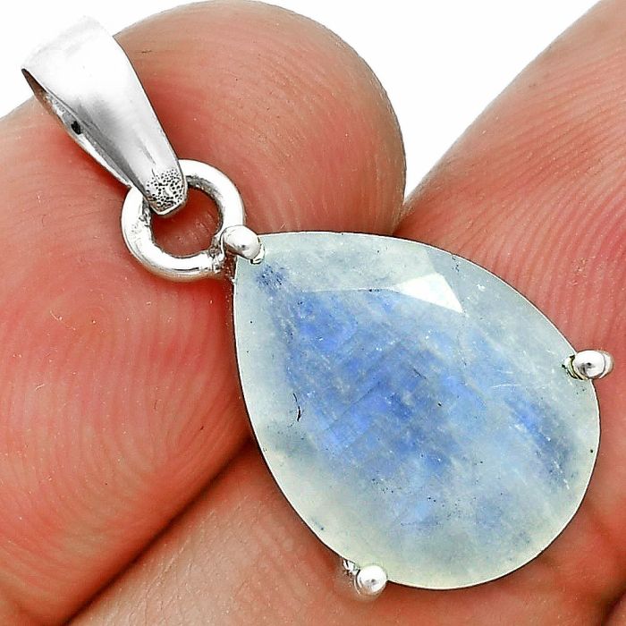 Faceted Rainbow Moonstone Pendant SDP157071 P-1013, 12x16 mm