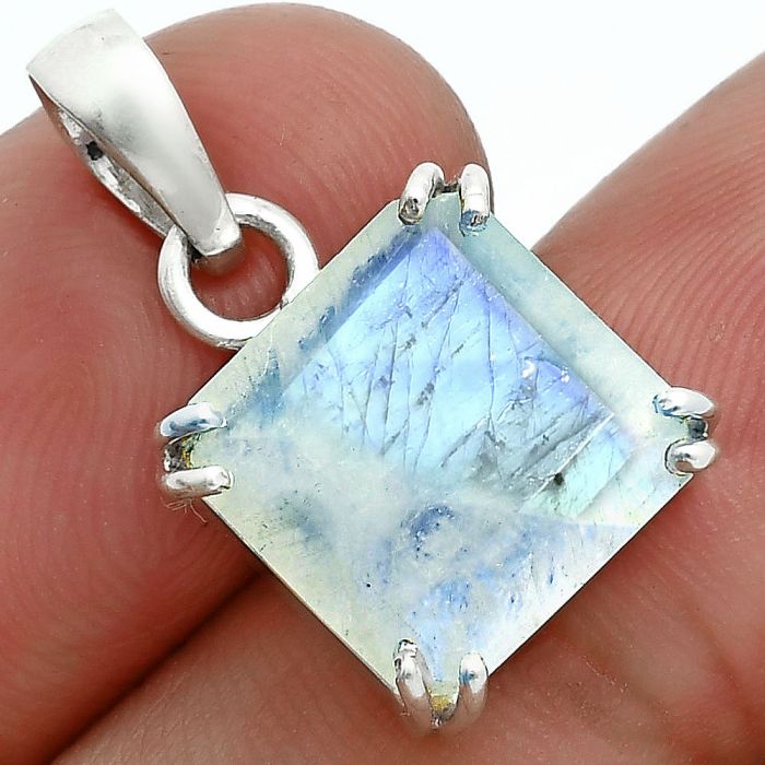 Faceted Rainbow Moonstone Pendant SDP157077 P-1013, 12x12 mm