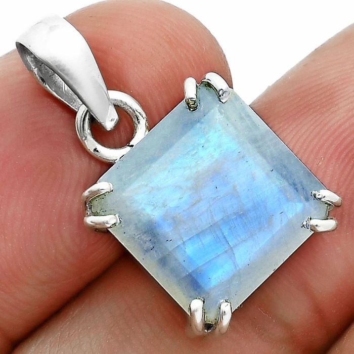 Faceted Rainbow Moonstone Pendant SDP157085 P-1013, 12x12 mm