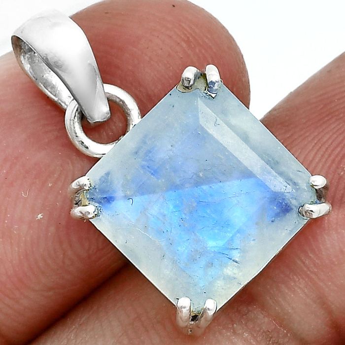 Faceted Rainbow Moonstone Pendant SDP157087 P-1013, 12x12 mm