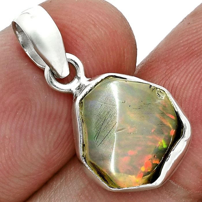 Ethiopian Opal Rough Pendant SDP157126 P-1001, 11x13 mm