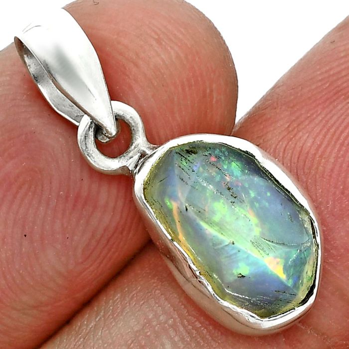 Ethiopian Opal Rough Pendant SDP157130 P-1001, 8x13 mm