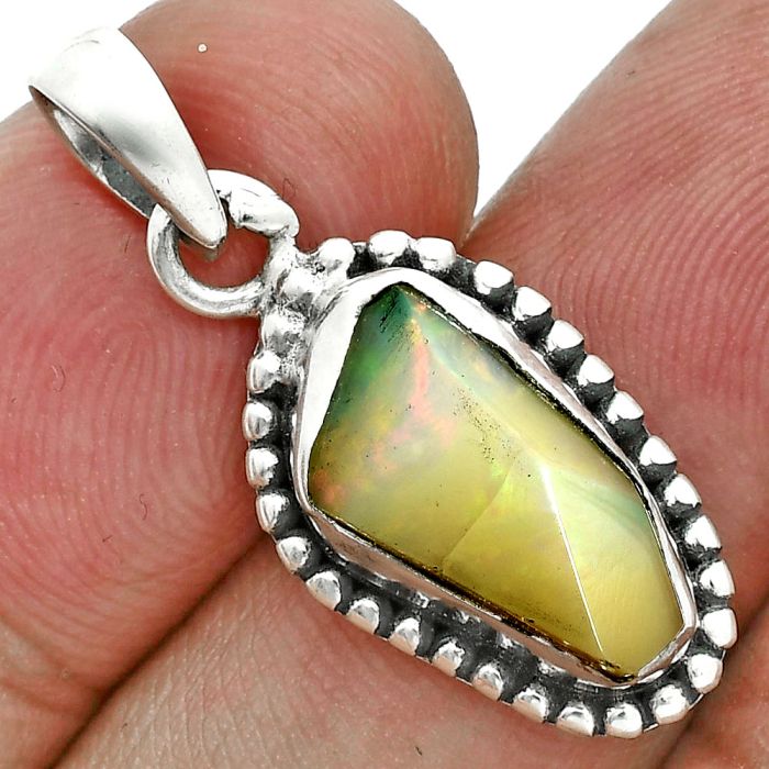 Ethiopian Opal Rough Pendant SDP157155 P-1052, 8x15 mm