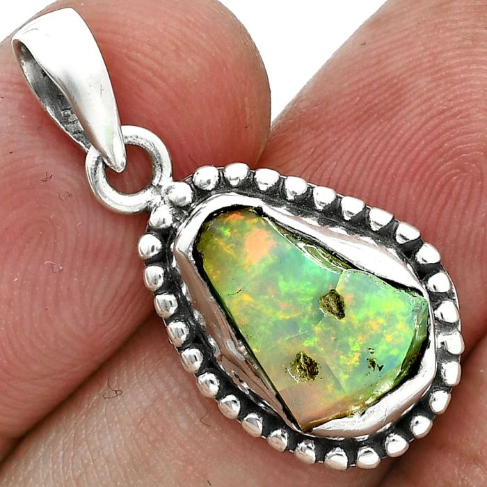 Ethiopian Opal Rough Pendant SDP157164 P-1052, 9x14 mm