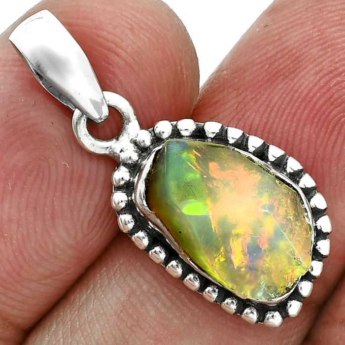 Ethiopian Opal Rough Pendant SDP157167 P-1052, 8x13 mm