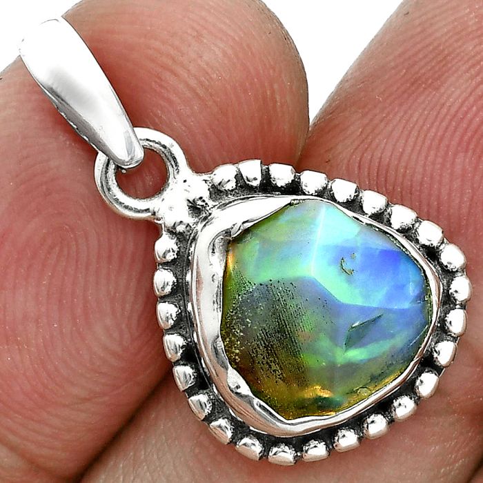 Ethiopian Opal Rough Pendant SDP157175 P-1052, 10x11 mm