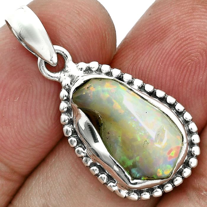 Ethiopian Opal Rough Pendant SDP157179 P-1052, 9x17 mm