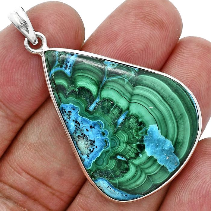 Azurite In Malachite Pendant SDP157199 P-1001, 27x37 mm