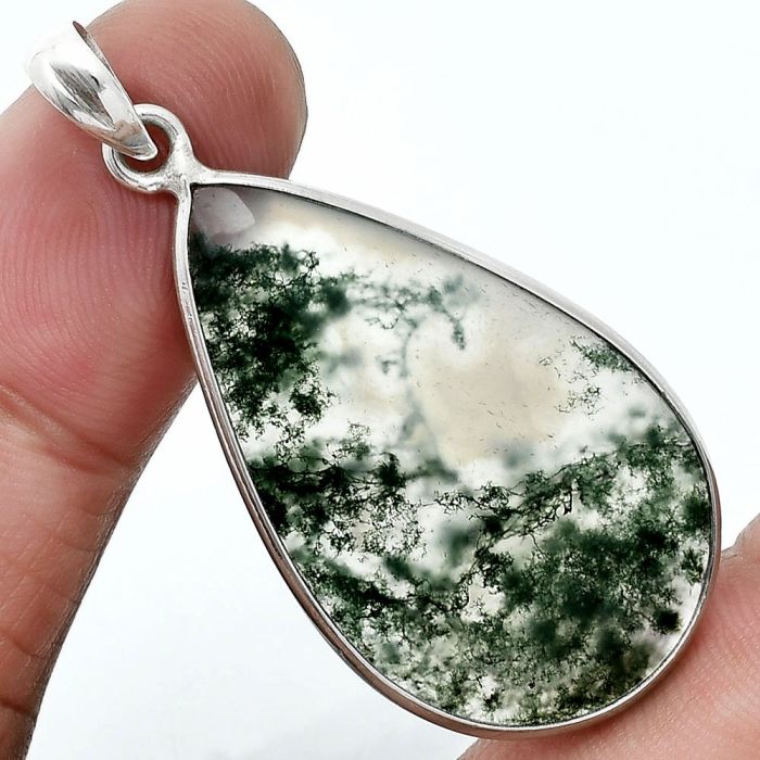 Moss Agate Pendant SDP157200 P-1001, 21x35 mm