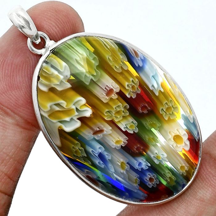 Millefiori Murano Glass Pendant SDP157201 P-1001, 26x37 mm