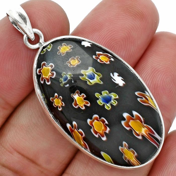 Millefiori Murano Glass Pendant SDP157209 P-1001, 20x34 mm