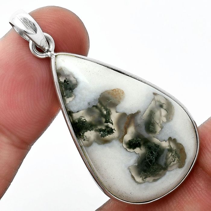 Horse Canyon Moss Agate Pendant SDP157211 P-1001, 20x32 mm