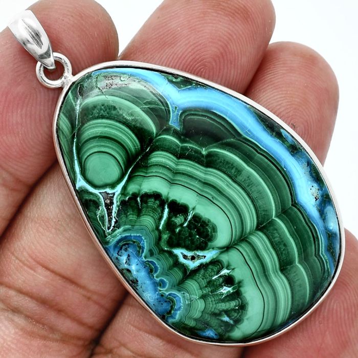 Azurite In Malachite Pendant SDP157225 P-1001, 28x41 mm