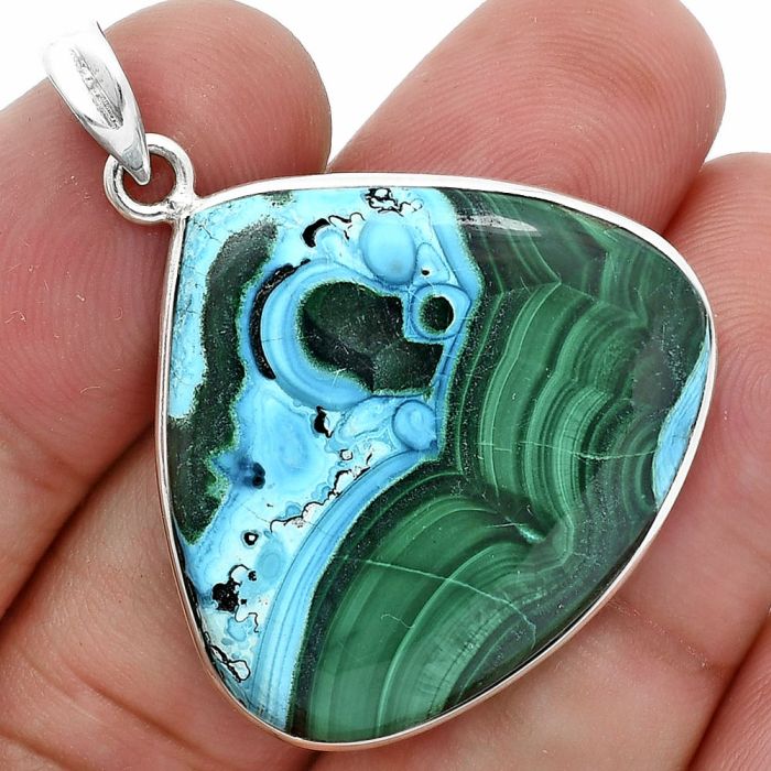 Azurite In Malachite Pendant SDP157228 P-1001, 27x31 mm