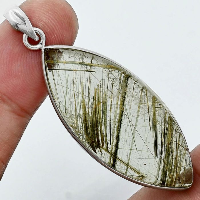 Actinolite In Quartz Pendant SDP157230 P-1001, 17x40 mm