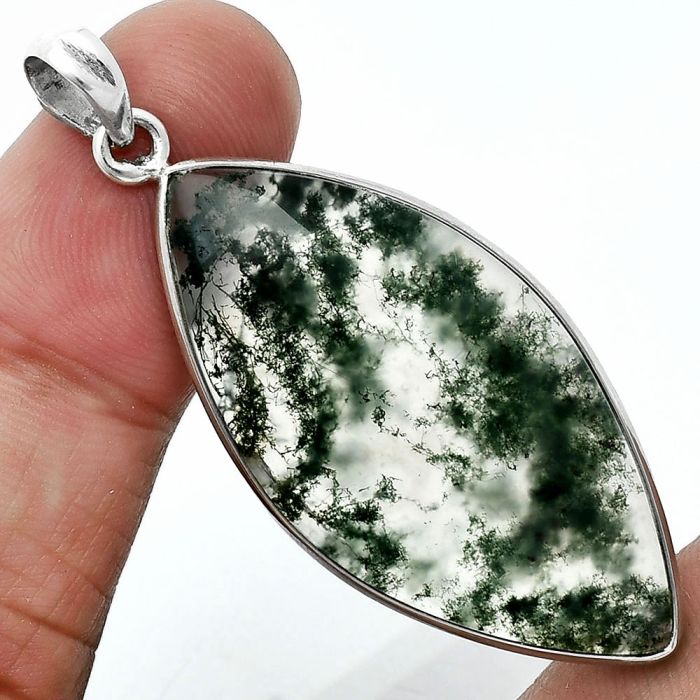 Moss Agate Pendant SDP157231 P-1001, 20x41 mm