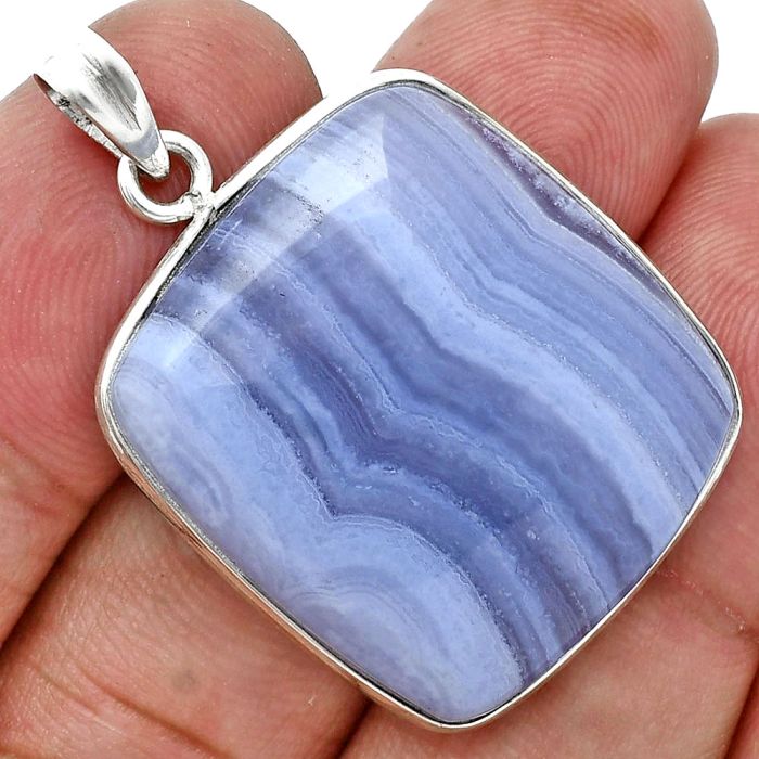 Blue Lace Agate Pendant SDP157233 P-1001, 25x27 mm