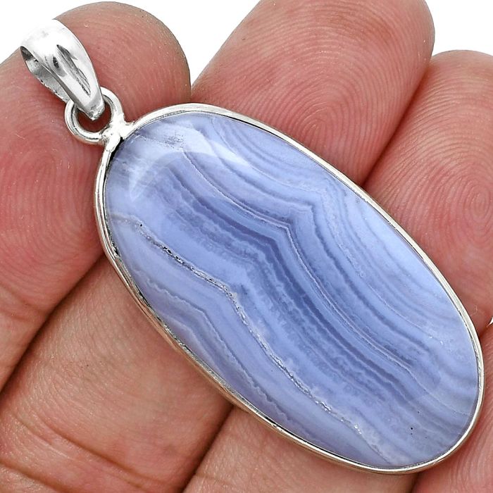 Blue Lace Agate Pendant SDP157234 P-1001, 18x35 mm