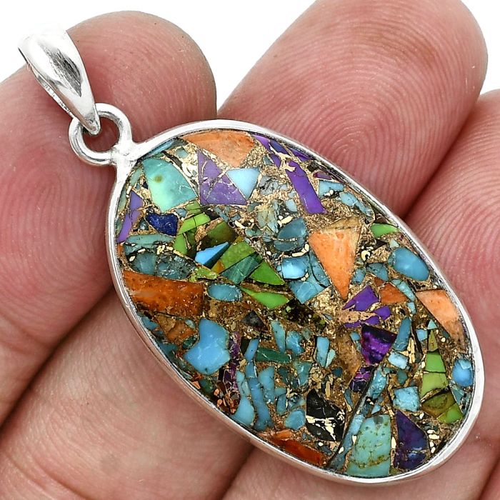 Multi Copper Turquoise Pendant SDP157235 P-1001, 19x30 mm