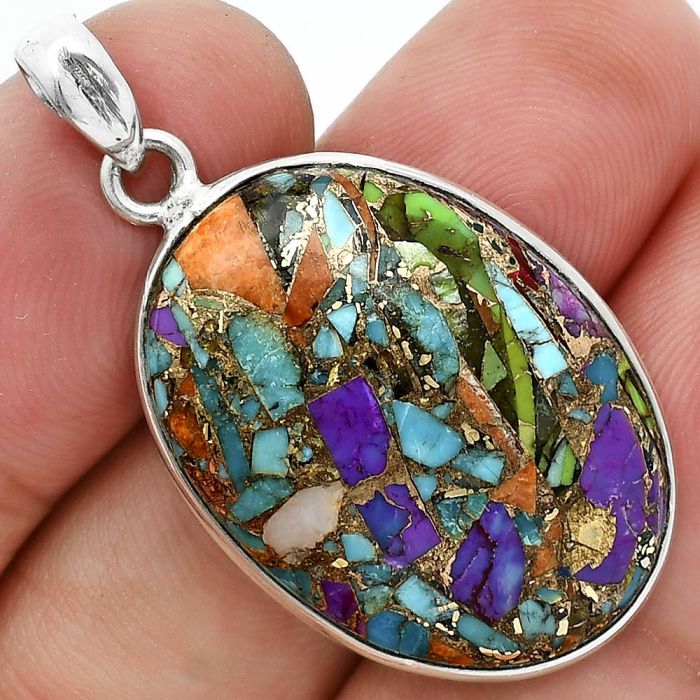 Multi Copper Turquoise Pendant SDP157236 P-1001, 20x27 mm