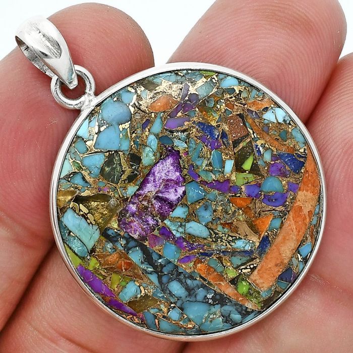 Multi Copper Turquoise Pendant SDP157237 P-1001, 27x27 mm