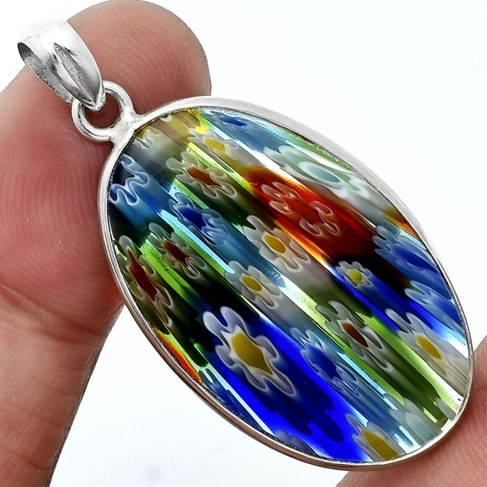 Millefiori Murano Glass Pendant SDP157238 P-1001, 19x33 mm