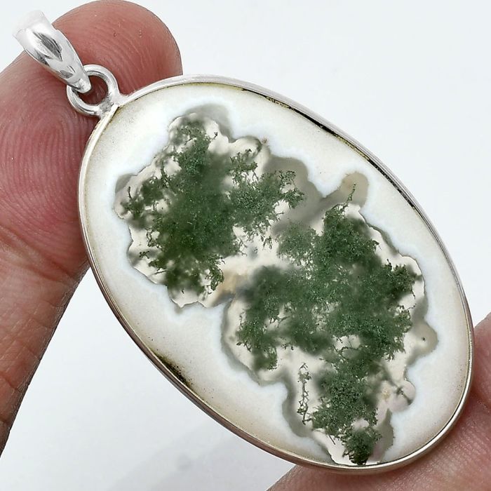 Horse Canyon Moss Agate Pendant SDP157241 P-1001, 26x40 mm