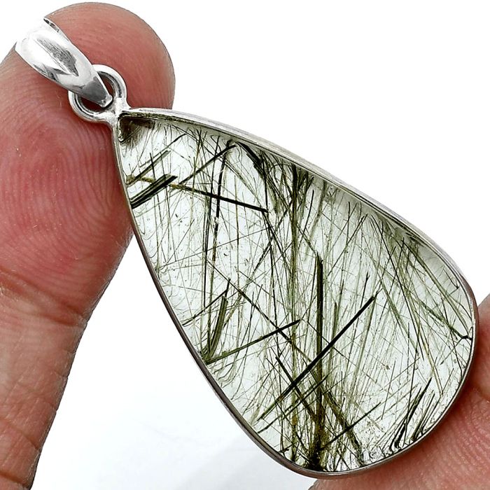 Actinolite In Quartz Pendant SDP157245 P-1001, 20x35 mm