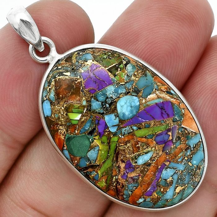 Multi Copper Turquoise Pendant SDP157247 P-1001, 21x31 mm