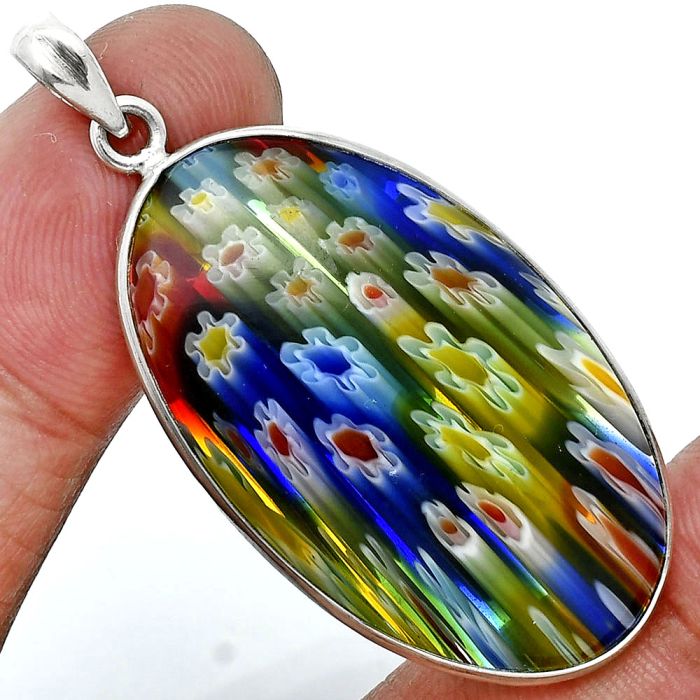 Millefiori Murano Glass Pendant SDP157251 P-1001, 22x37 mm