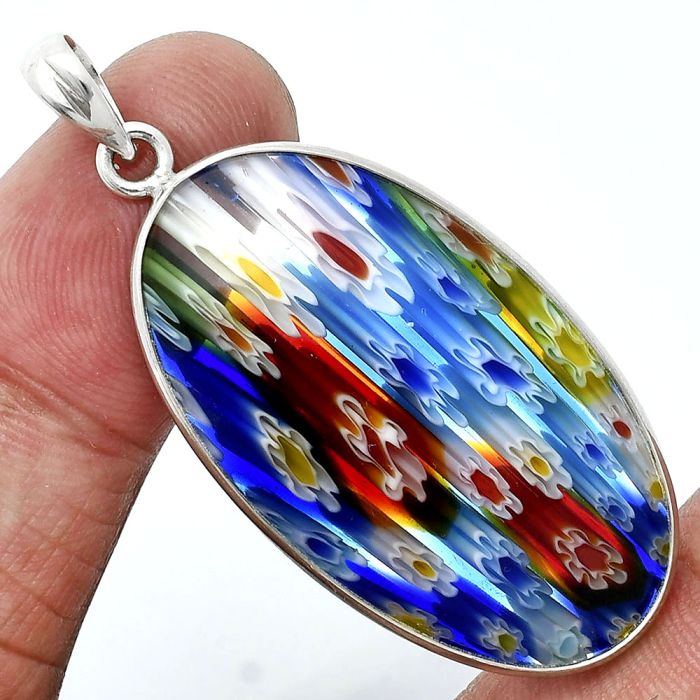 Millefiori Murano Glass Pendant SDP157253 P-1001, 21x38 mm