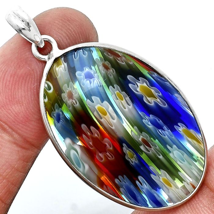 Millefiori Murano Glass Pendant SDP157254 P-1001, 22x33 mm