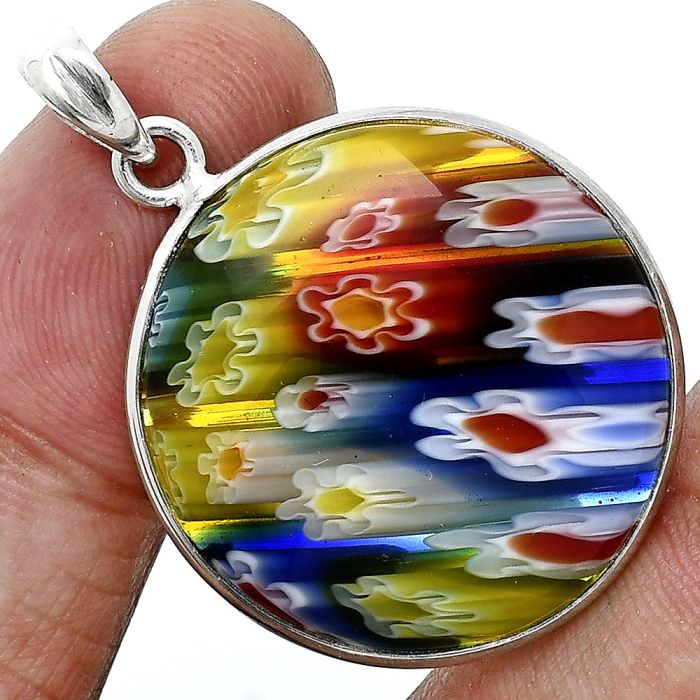 Millefiori Murano Glass Pendant SDP157255 P-1001, 26x26 mm