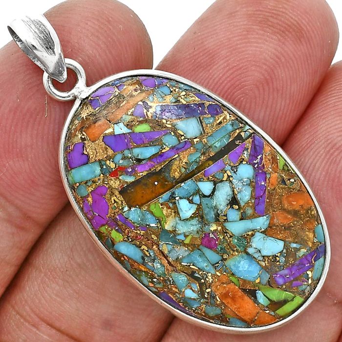 Multi Copper Turquoise Pendant SDP157256 P-1001, 20x32 mm