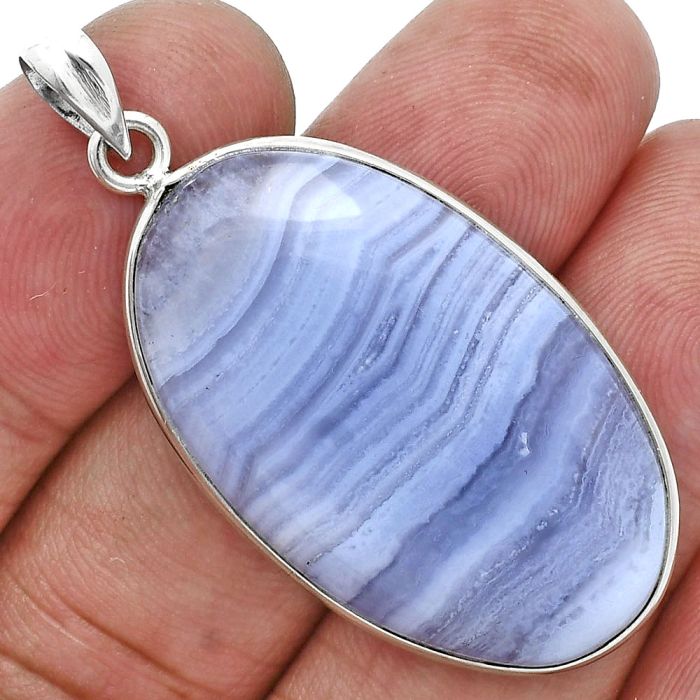 Blue Lace Agate Pendant SDP157257 P-1001, 21x34 mm