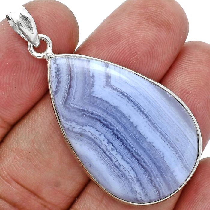 Blue Lace Agate Pendant SDP157258 P-1001, 21x34 mm