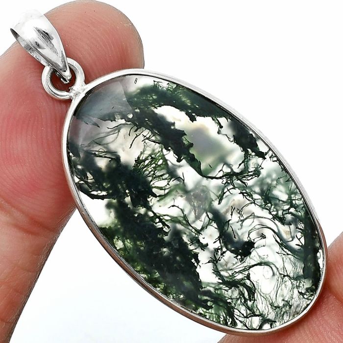 Moss Agate Pendant SDP157261 P-1001, 20x33 mm