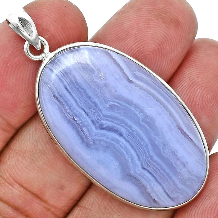 Blue Lace Agate Pendant SDP157262 P-1001, 21x36 mm