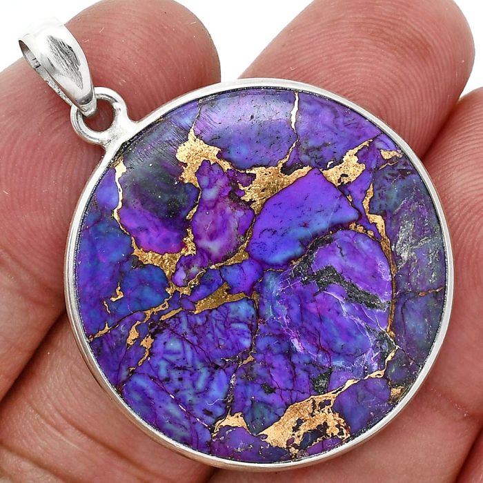 Copper Purple Turquoise Pendant SDP157263 P-1001, 29x29 mm