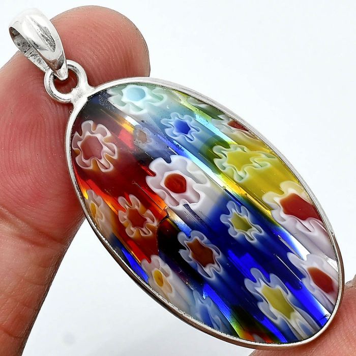 Millefiori Murano Glass Pendant SDP157279 P-1001, 19x34 mm