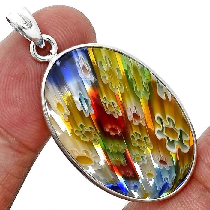 Millefiori Murano Glass Pendant SDP157280 P-1001, 19x29 mm