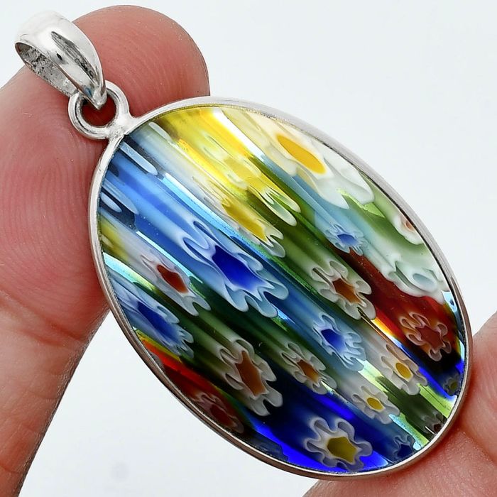 Millefiori Murano Glass Pendant SDP157281 P-1001, 21x31 mm