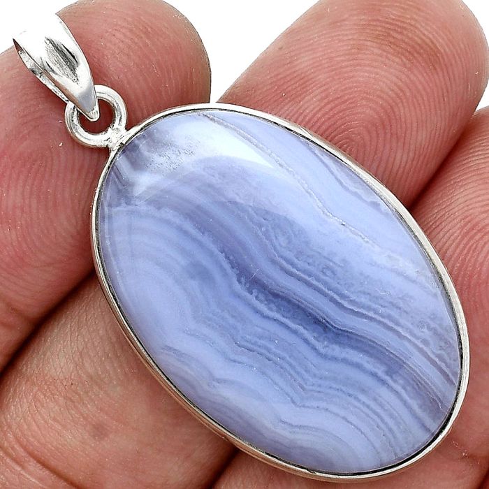 Blue Lace Agate Pendant SDP157282 P-1001, 20x31 mm