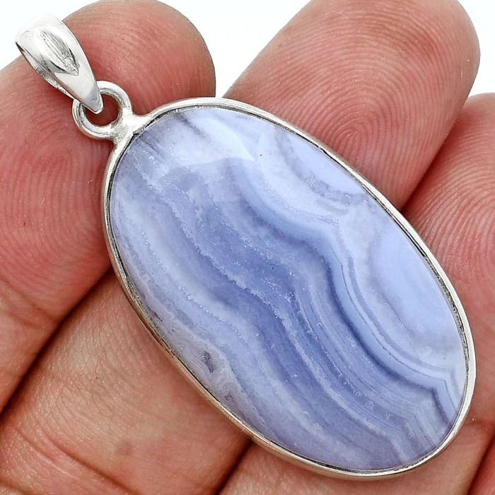 Blue Lace Agate Pendant SDP157283 P-1001, 19x33 mm