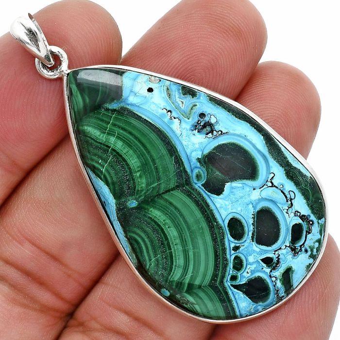 Azurite In Malachite Pendant SDP157290 P-1001, 27x43 mm