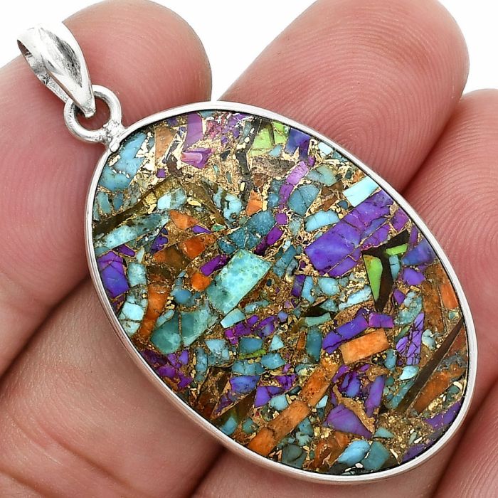 Multi Copper Turquoise Pendant SDP157305 P-1001, 22x33 mm