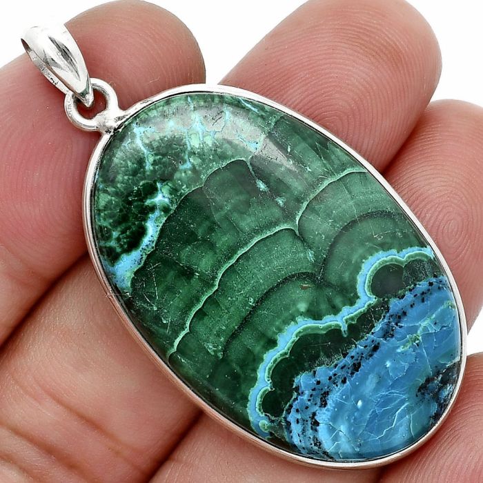 Azurite In Malachite Pendant SDP157306 P-1001, 24x37 mm