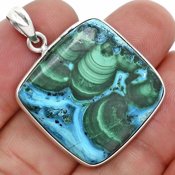 Azurite In Malachite Pendant SDP157307 P-1001, 25x25 mm