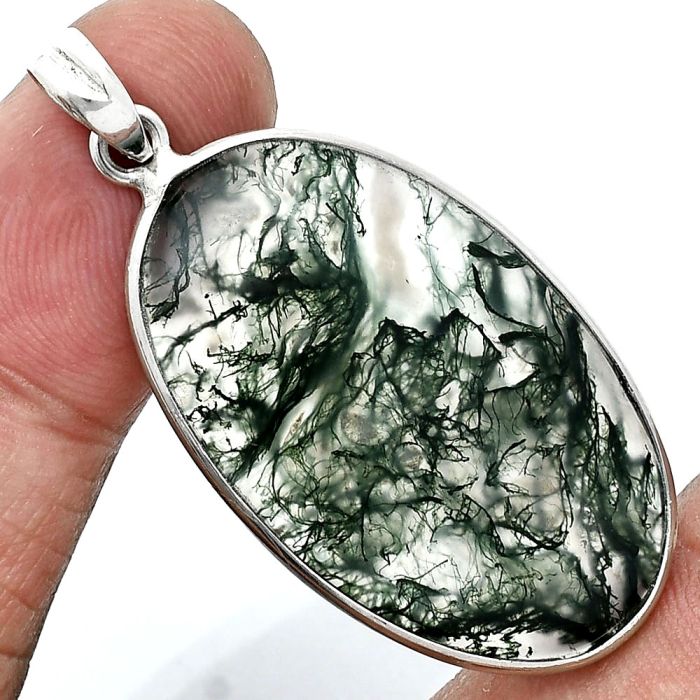 Moss Agate Pendant SDP157308 P-1001, 21x35 mm