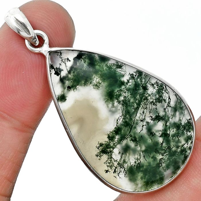 Moss Agate Pendant SDP157311 P-1001, 22x34 mm